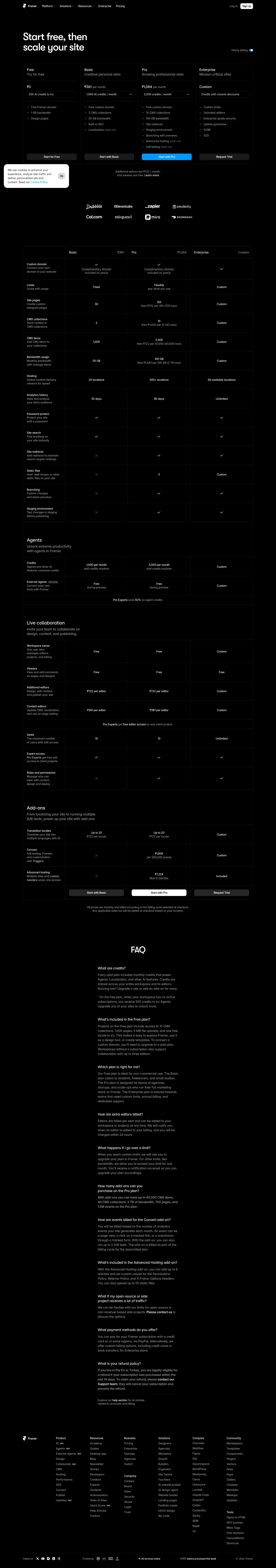 Framer Pricing Page