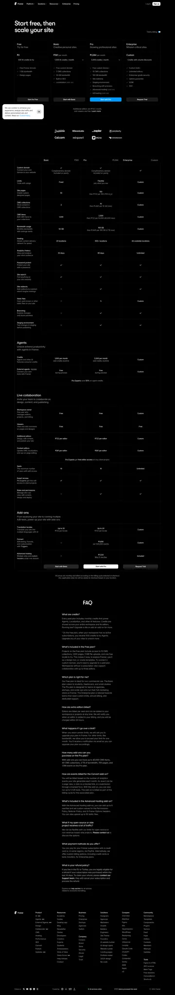 Framer Pricing Page