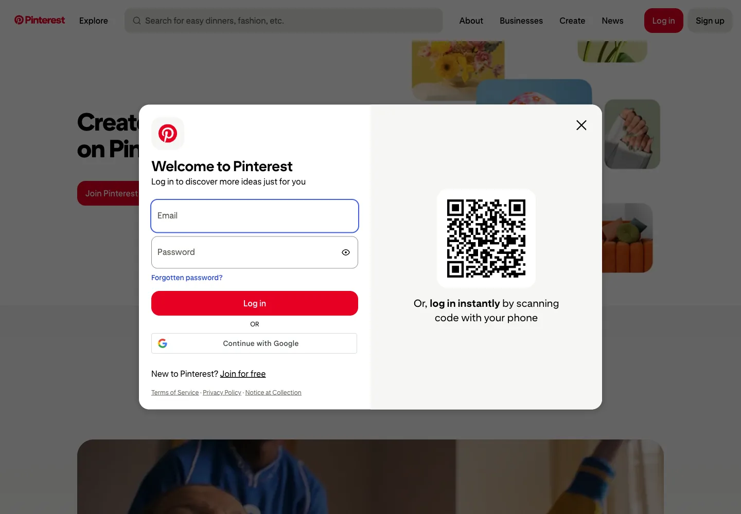 Login modal