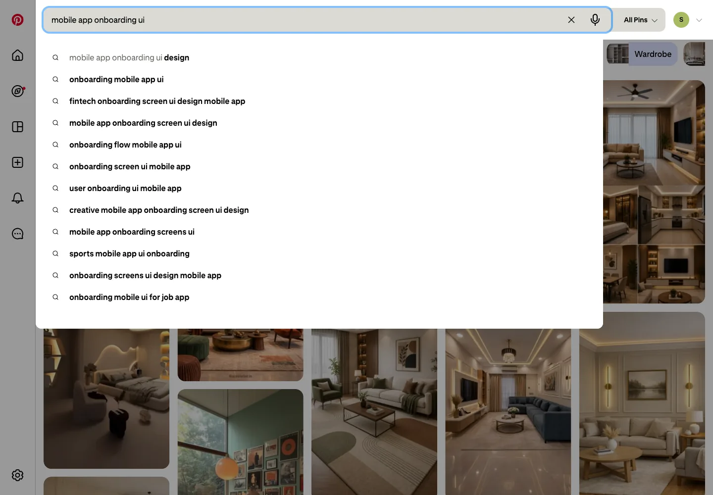 search query typed